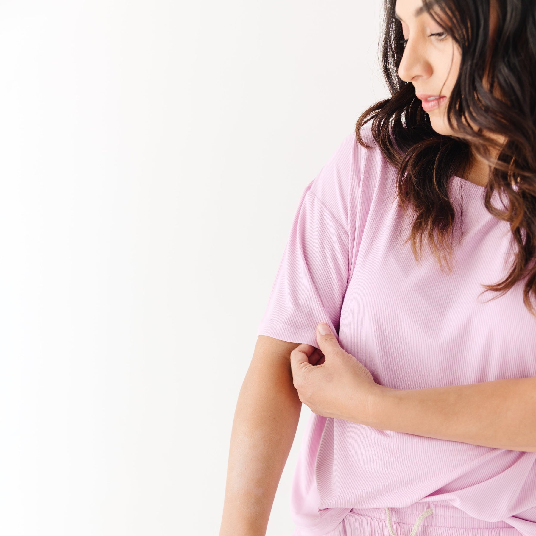 Lilac Mist Small Ribbed Women's Short Sleeve Top