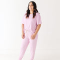 Lilac Mist Small Ribbed Women's Short Sleeve & Pants Matching Set