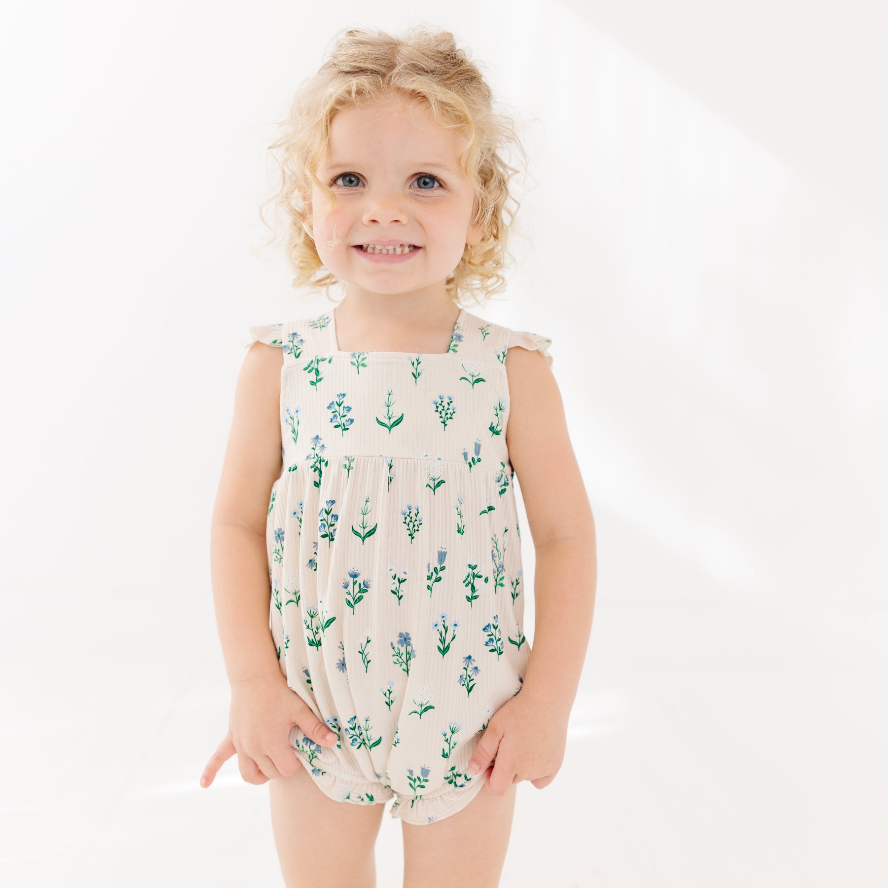 Morning Meadow Small Ribbed Flutter Sleeve Romper