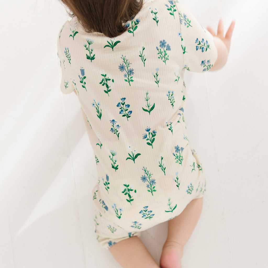Morning Meadow Small Ribbed Summer Zip Romper