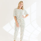 Morning Meadow Small Ribbed Women's Short Sleeve & Pants Matching Set