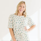 Morning Meadow Small Ribbed Women's Short Sleeve & Pants Matching Set