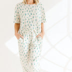 Morning Meadow Small Ribbed Women's Short Sleeve & Pants Matching Set