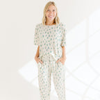 Morning Meadow Small Ribbed Women's Short Sleeve & Pants Matching Set