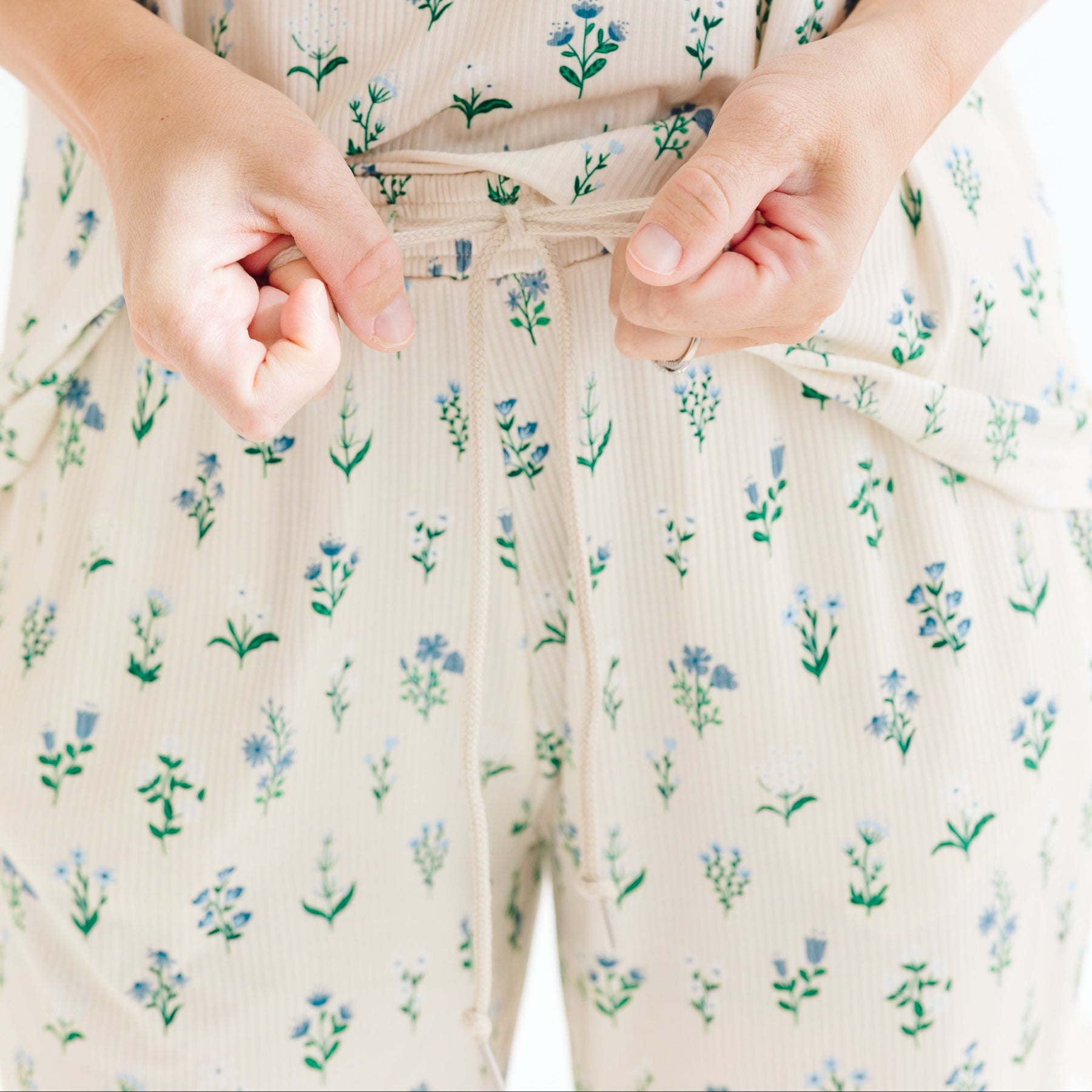 Morning Meadow Small Ribbed Women's Short Sleeve & Pants Matching Set