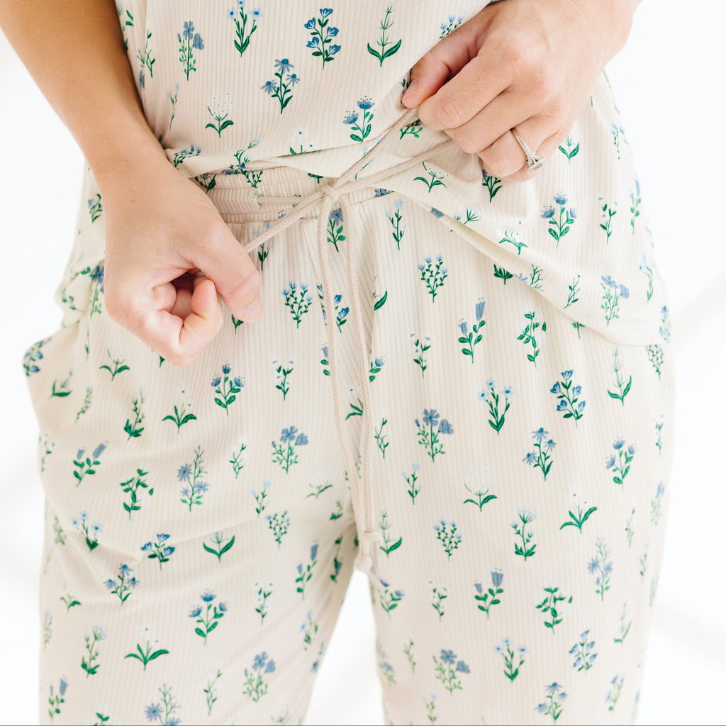 Morning Meadow Small Ribbed Women's Short Sleeve & Pants Matching Set