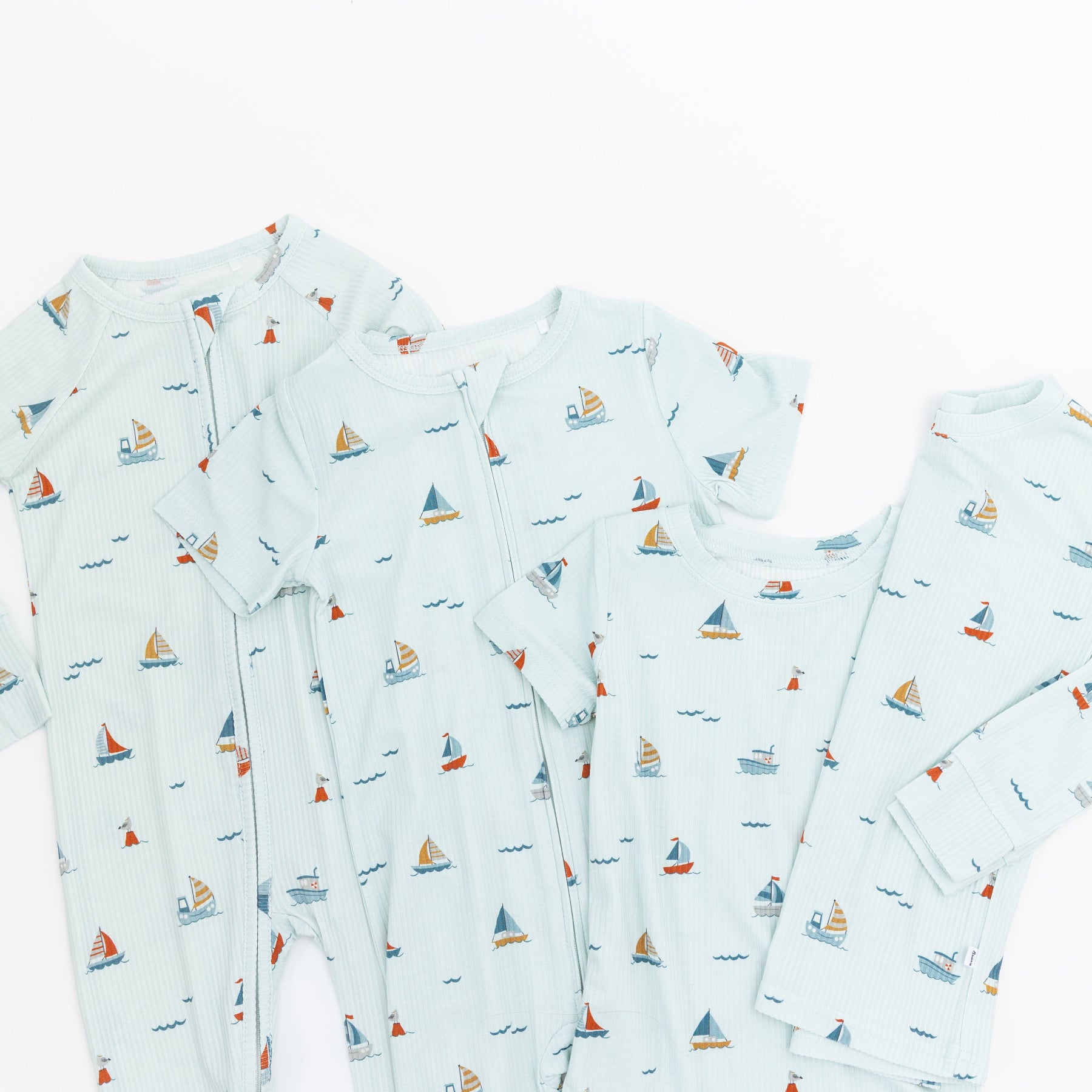 Nautical Boats Small Ribbed Zip Romper