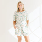 Morning Meadow Small Ribbed Women's Shorts Set