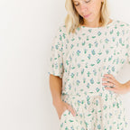 Morning Meadow Small Ribbed Women's Short Sleeve & Pants Matching Set