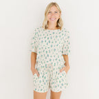 Morning Meadow Small Ribbed Women's Shorts Set