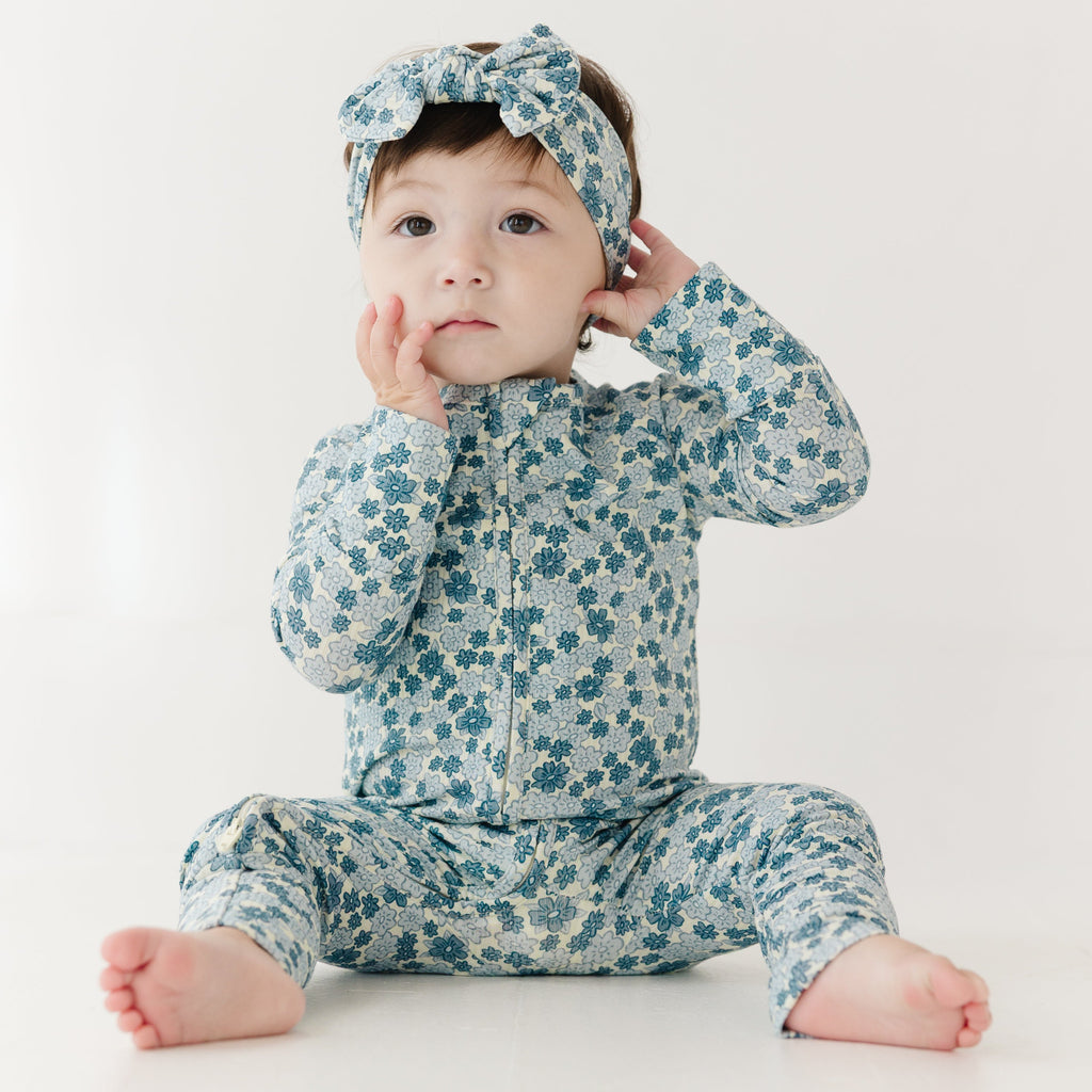 Bluebell Blossoms Small Ribbed Zip Romper