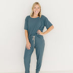 Dark Steel Blue Small Ribbed Women's Pants