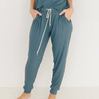 Dark Steel Blue Small Ribbed Women's Pants