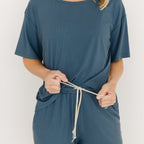 Dark Steel Blue Small Ribbed Women's Pants