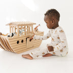 Noah's Ark Small Ribbed Zip Romper
