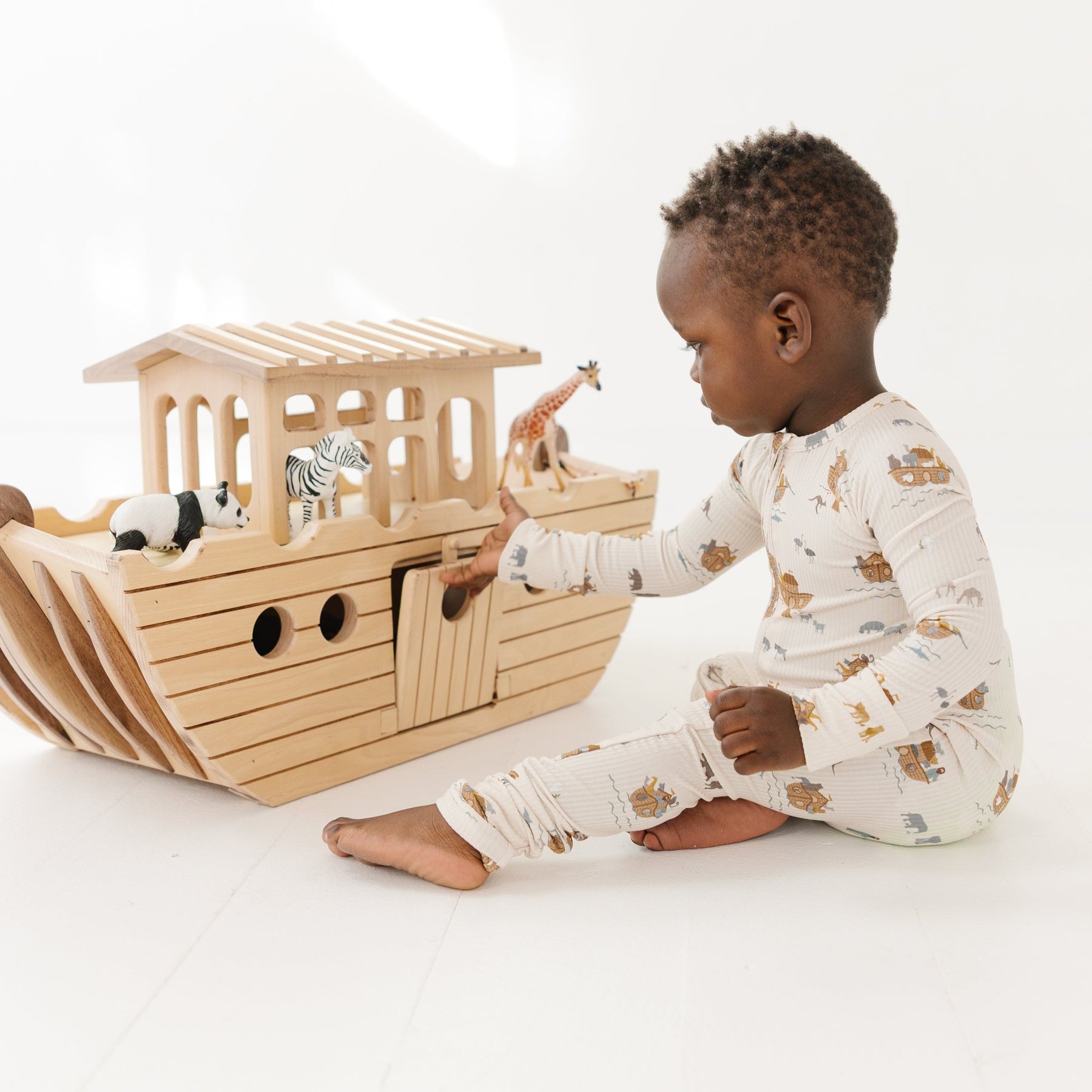 Noah's Ark Small Ribbed Zip Romper