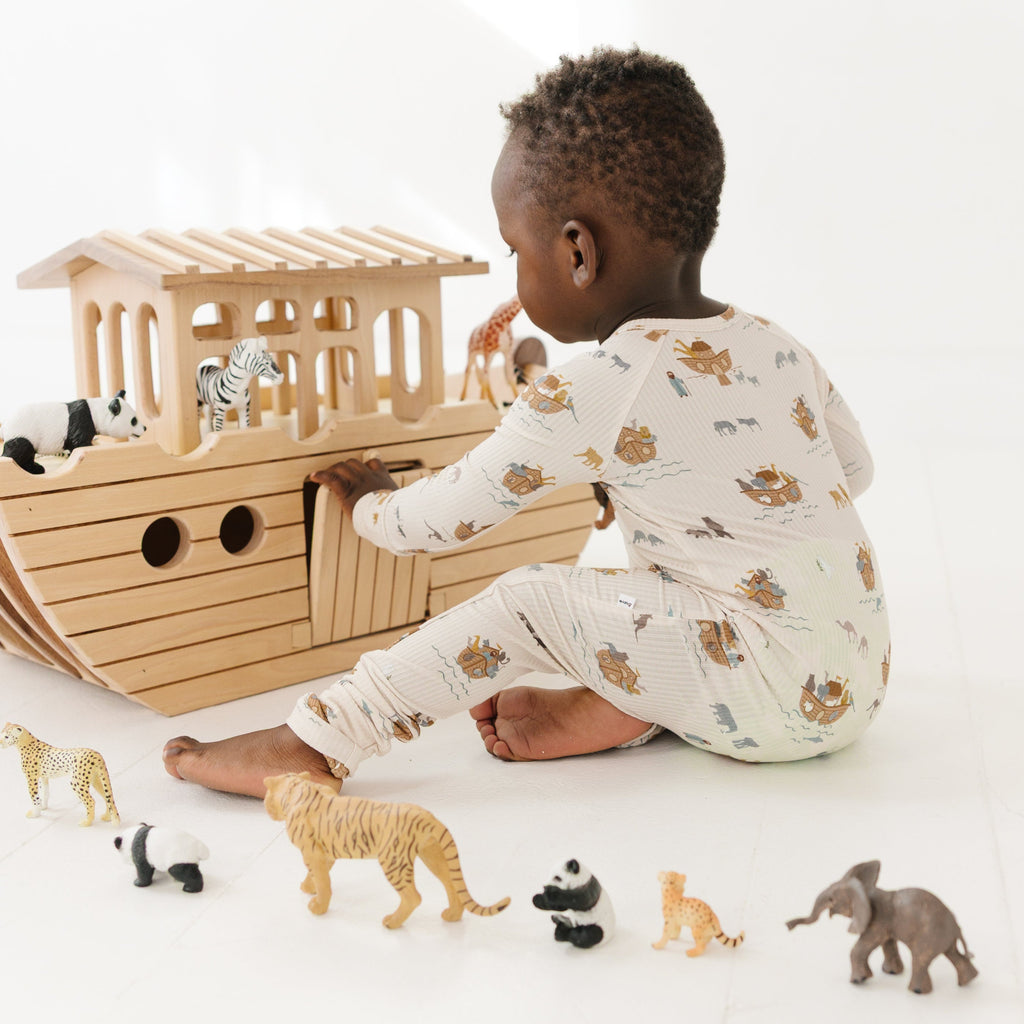 Noah's Ark Small Ribbed Zip Romper
