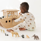 Noah's Ark Small Ribbed Zip Romper