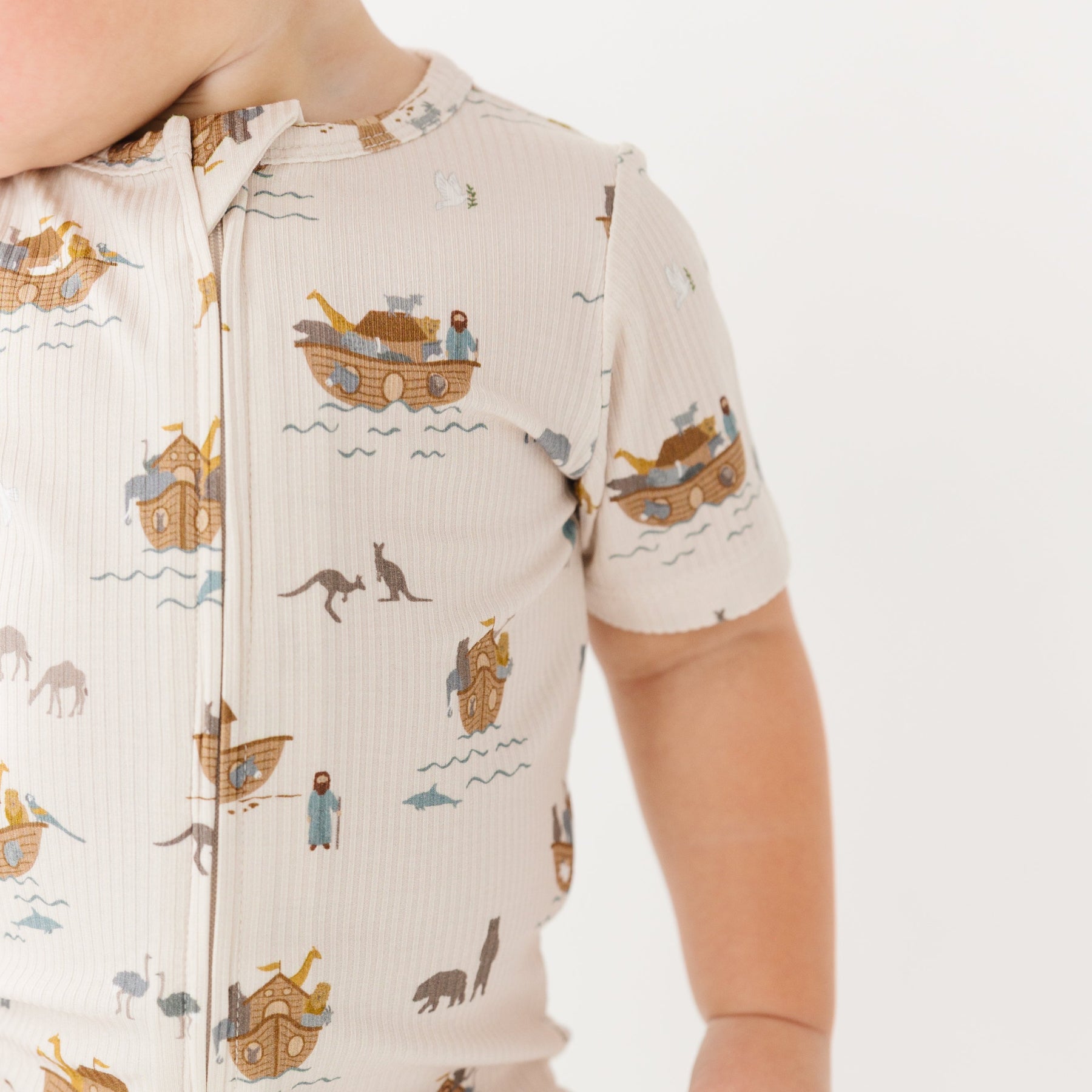 Noah's Ark Small Ribbed Summer Zip Romper