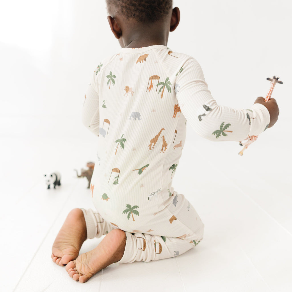 Zoo Day Small Ribbed Zip Romper
