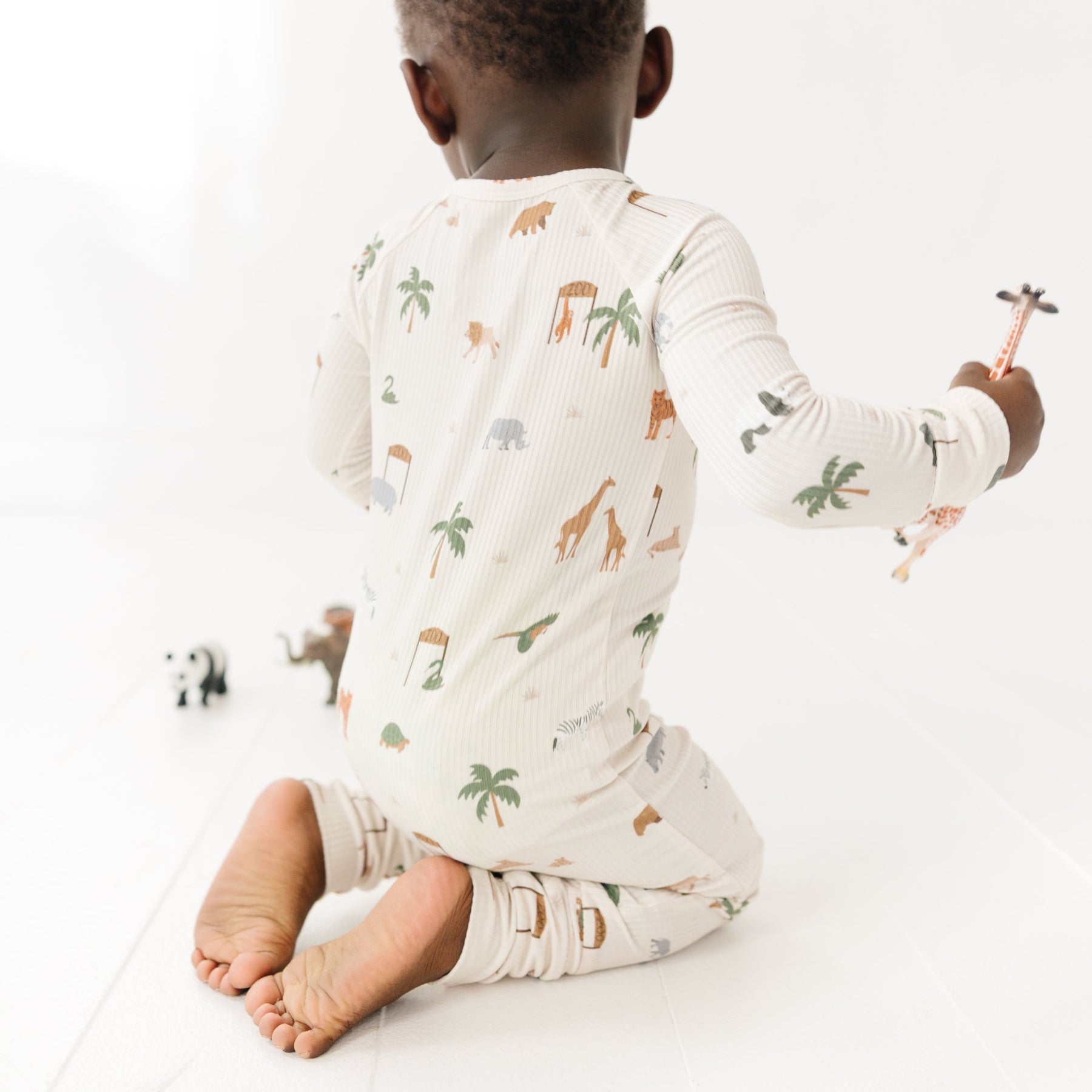 Zoo Day Small Ribbed Zip Romper