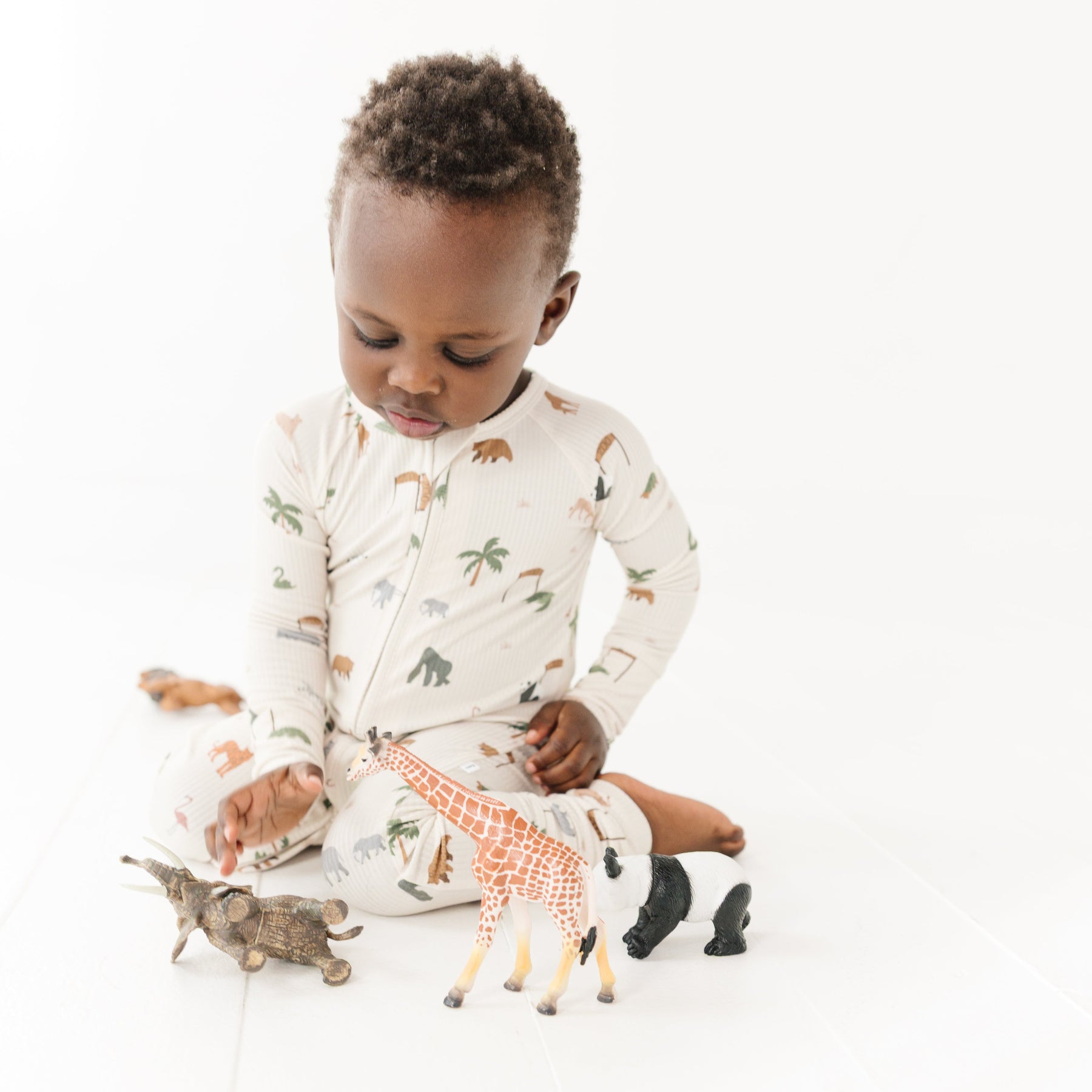 Zoo Day Small Ribbed Zip Romper