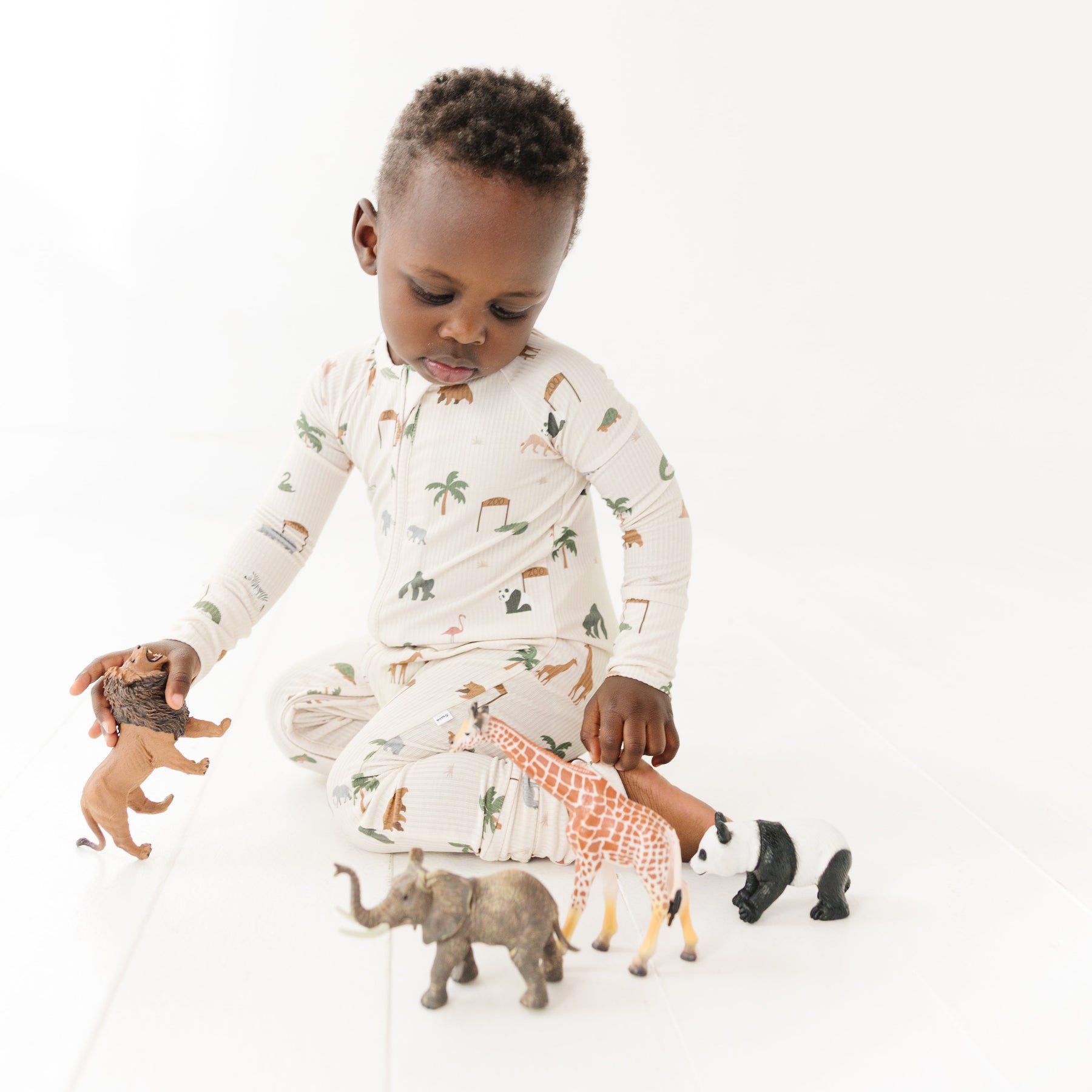 Zoo Day Small Ribbed Zip Romper