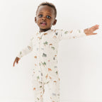 Zoo Day Small Ribbed Zip Romper