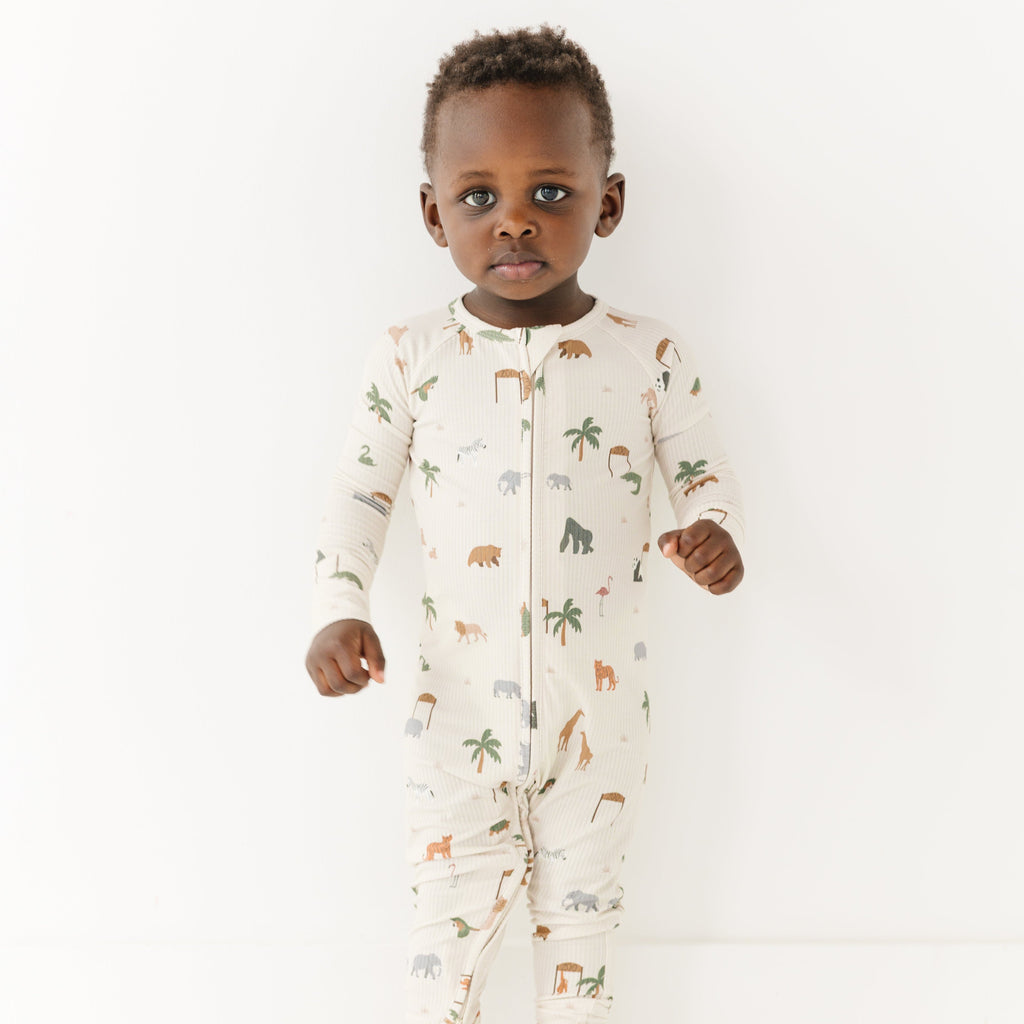 Zoo Day Small Ribbed Zip Romper