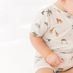 Zoo Day Small Ribbed Summer Zip Romper