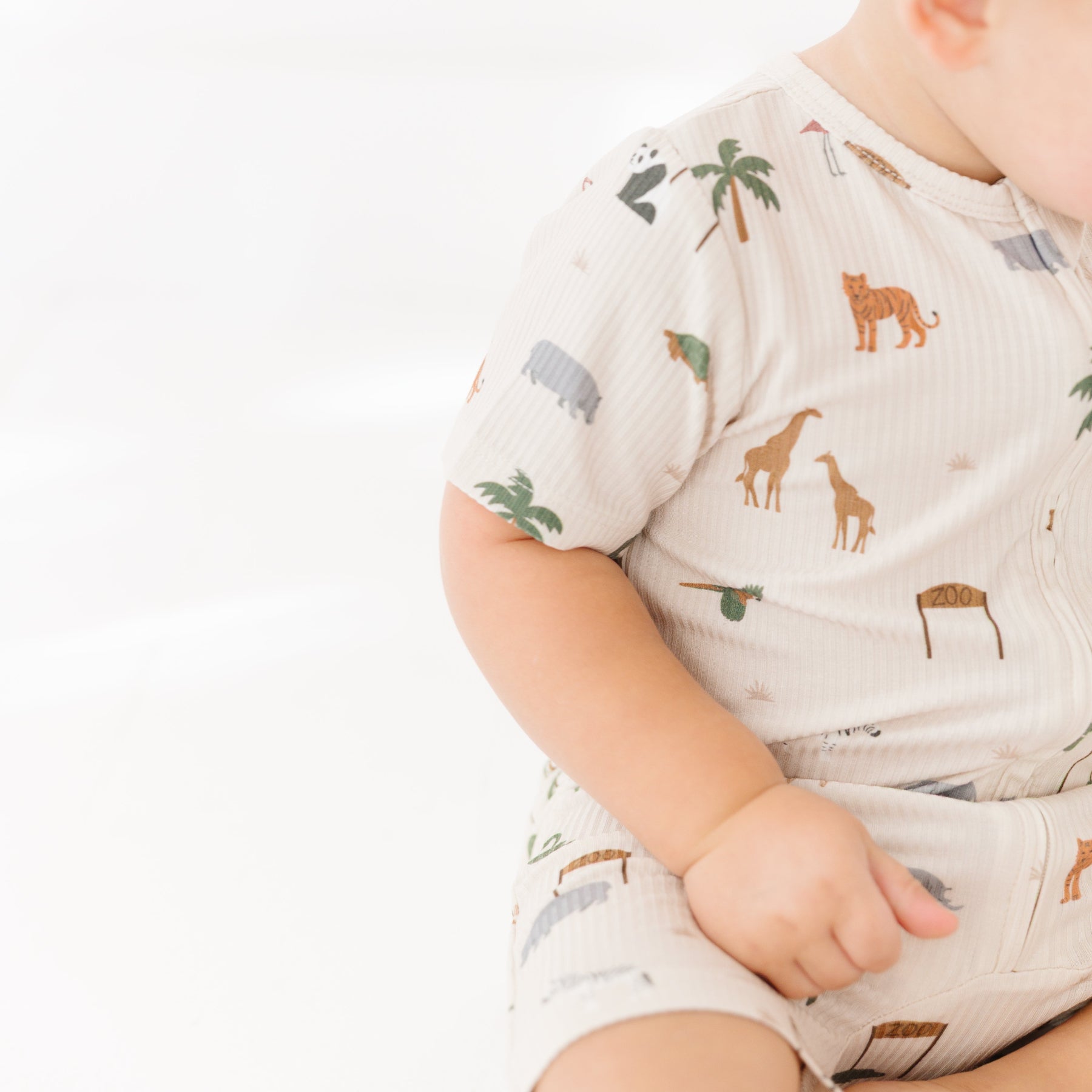 Zoo Day Small Ribbed Summer Zip Romper