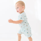 Nautical Boats Small Ribbed Shorts Two-Piece Set