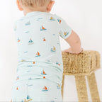 Nautical Boats Small Ribbed Shorts Two-Piece Set