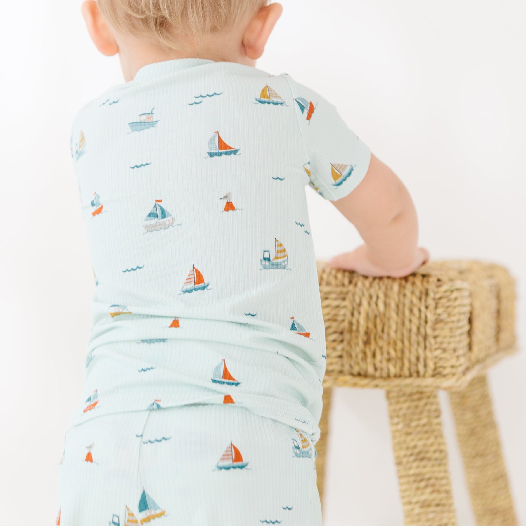 Nautical Boats Small Ribbed Shorts Two-Piece Set