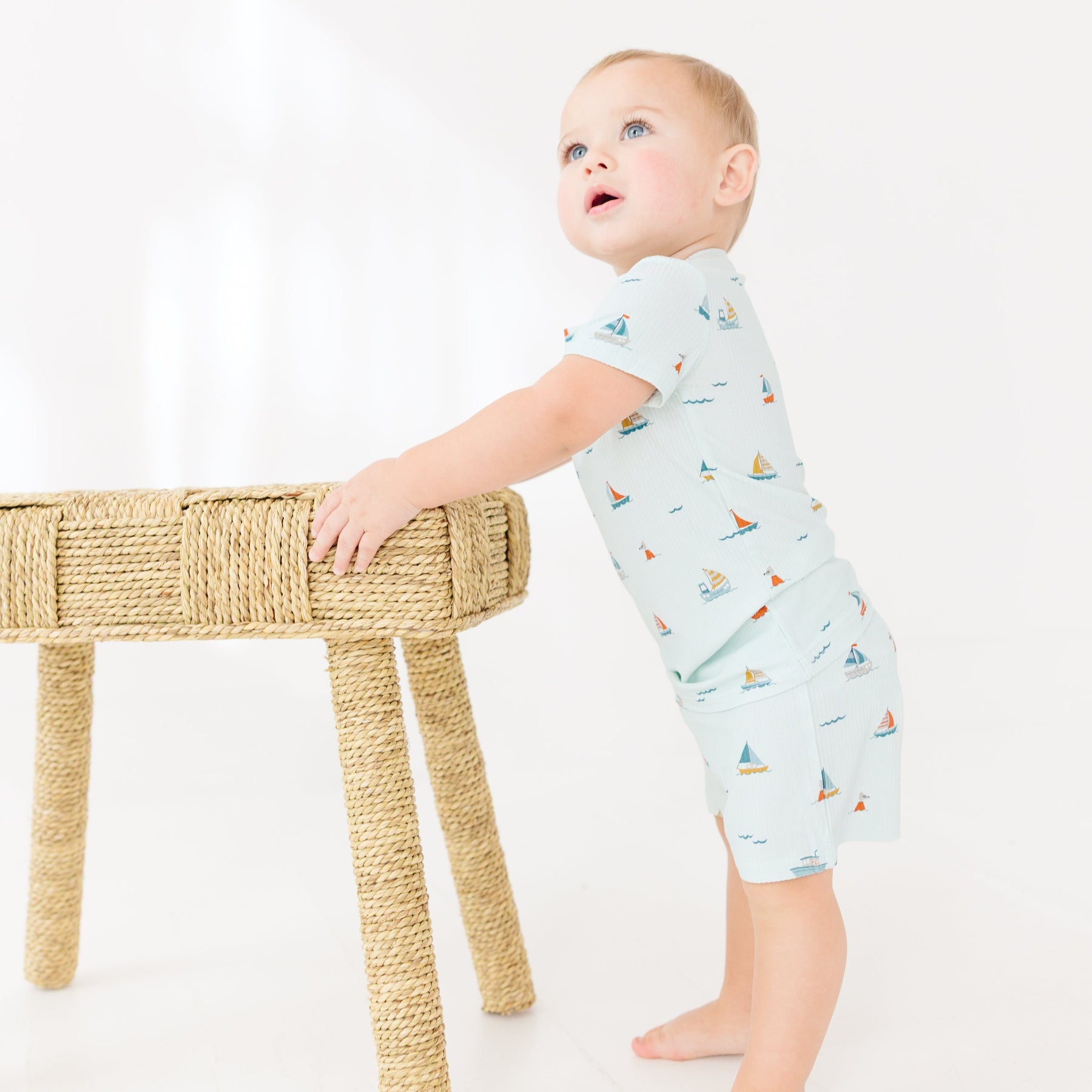 Nautical Boats Small Ribbed Shorts Two-Piece Set