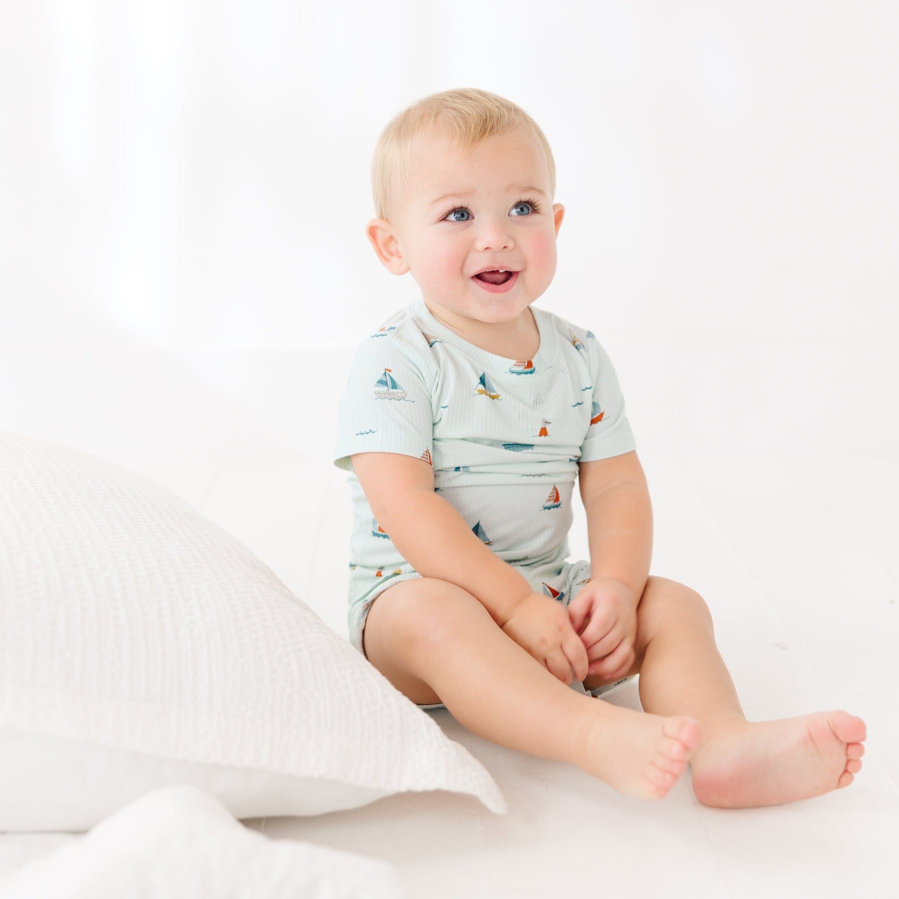 Nautical Boats Small Ribbed Shorts Two-Piece Set