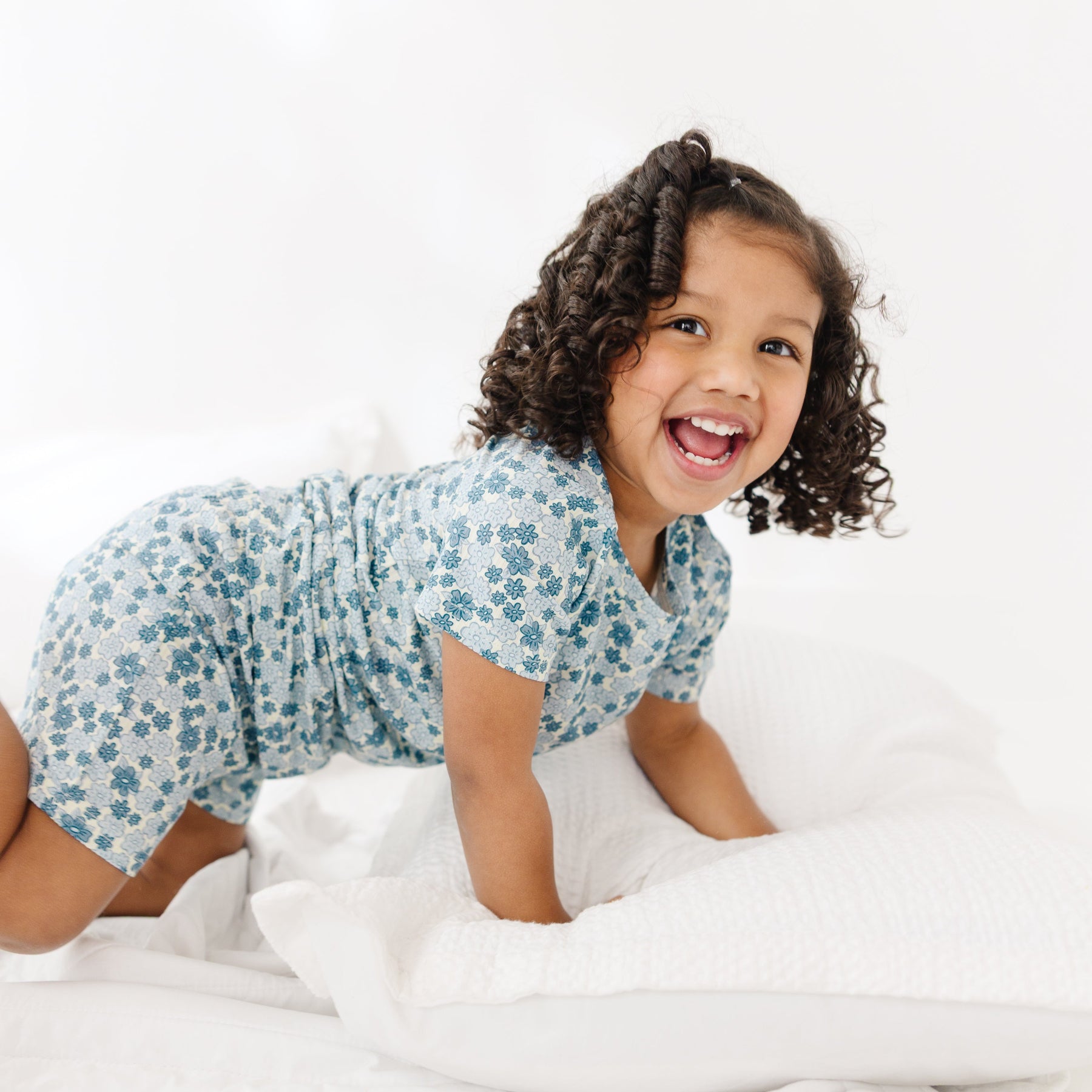 Bluebell Blossoms Small Ribbed Shorts Two-Piece Set