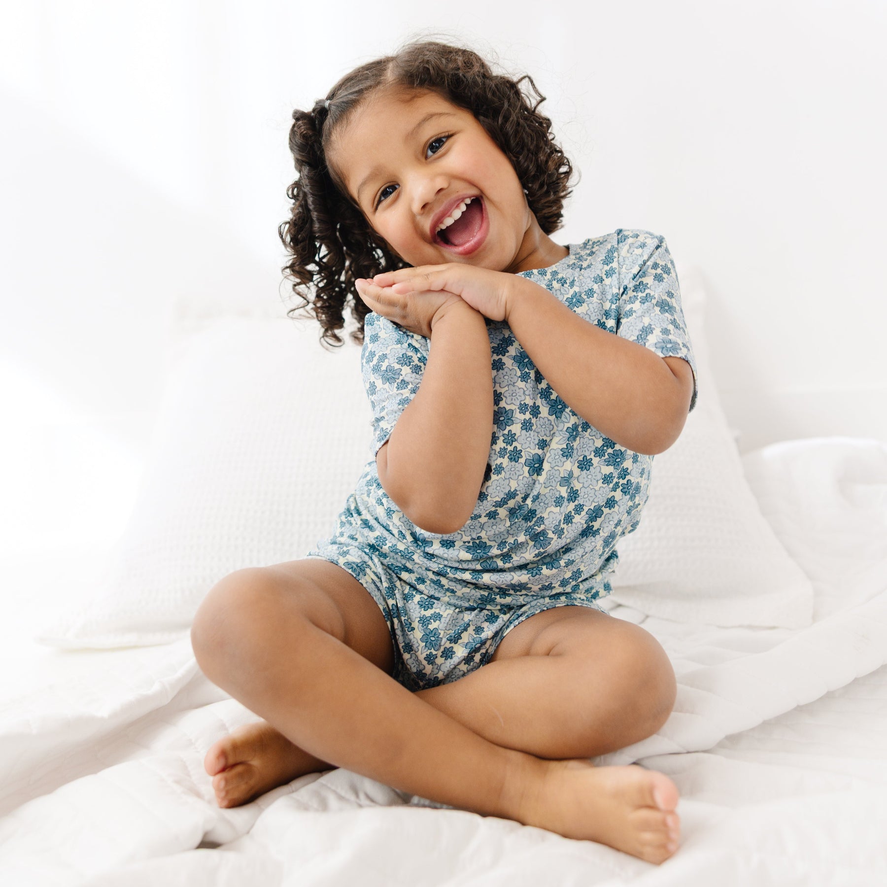 Bluebell Blossoms Small Ribbed Shorts Two-Piece Set