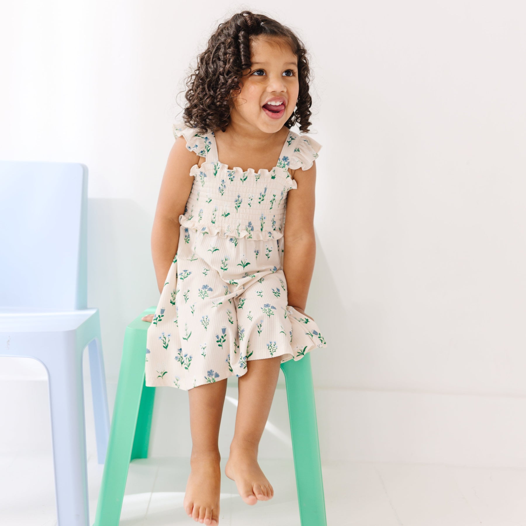 Morning Meadow Small Ribbed Flutter Sleeve Dress