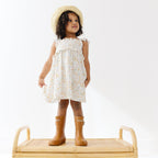 Whimsical Floral Small Ribbed Flutter Sleeve Dress