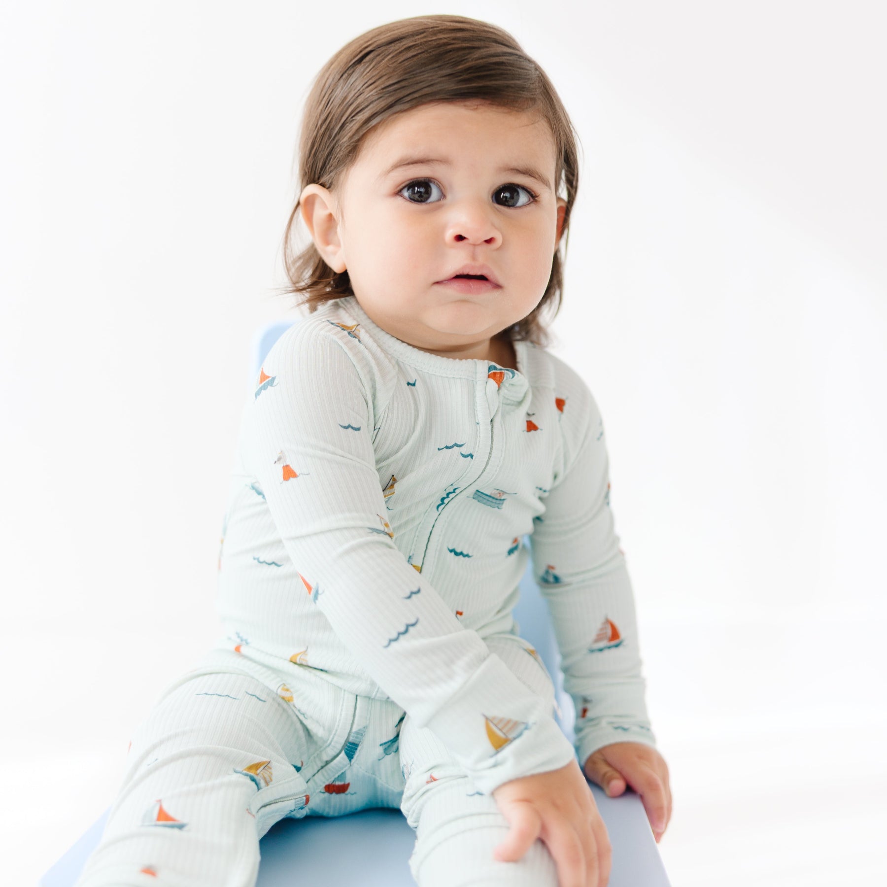 Nautical Boats Small Ribbed Zip Romper