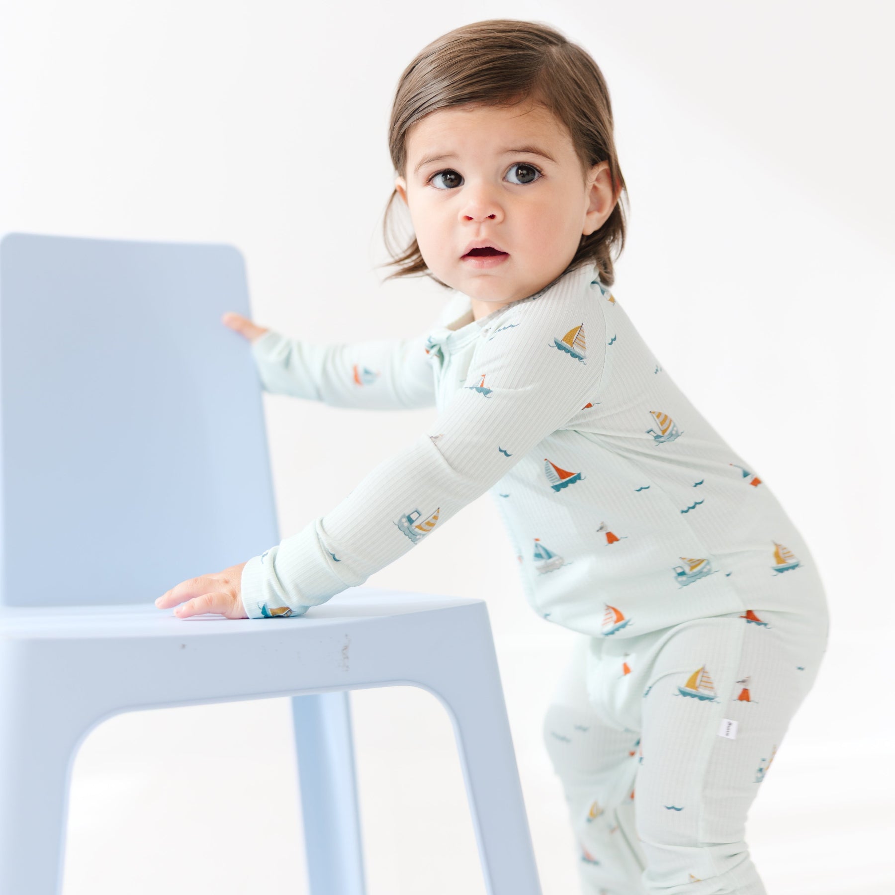 Nautical Boats Small Ribbed Zip Romper