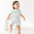 Nautical Boats Small Ribbed Summer Zip Romper