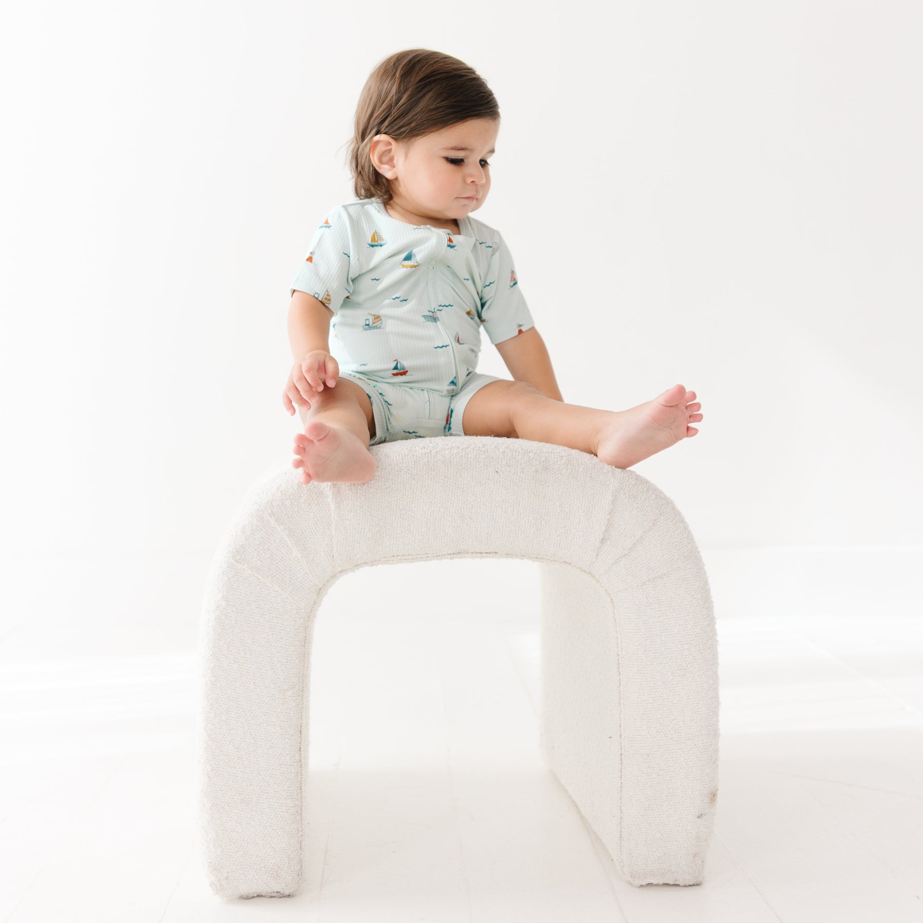 Nautical Boats Small Ribbed Summer Zip Romper