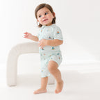 Nautical Boats Small Ribbed Summer Zip Romper