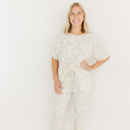 Whimsical Floral Small Ribbed Women's Pants