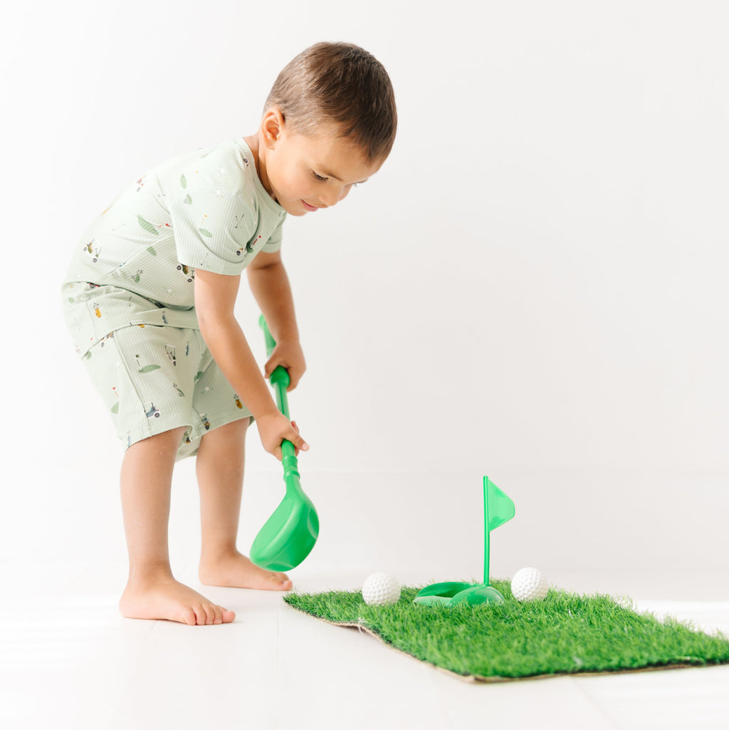 Golf Small Ribbed Shorts Two-Piece Set