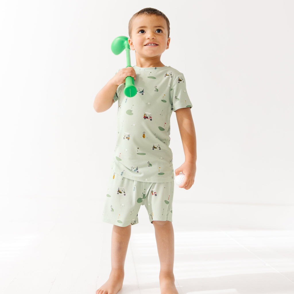 Golf Small Ribbed Shorts Two-Piece Set