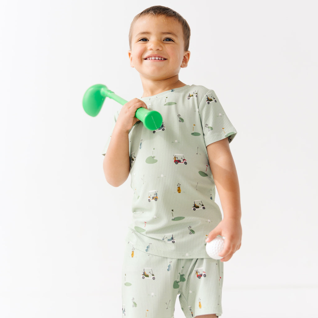 Golf Small Ribbed Shorts Two-Piece Set