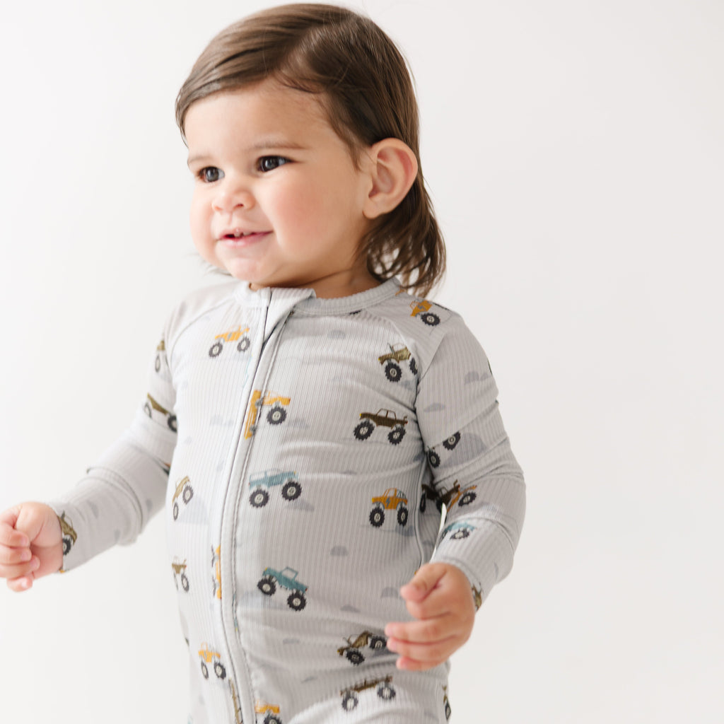 Monster Trucks Small Ribbed Zip Romper